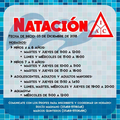 NATACION IAC: COMIENZA UNA NUEVA TEMPORADA DE PILETA