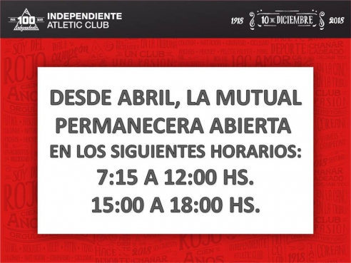 MUTUAL IAC: CAMBIO DE HORARIO DE ATENCION AL PUBLICO