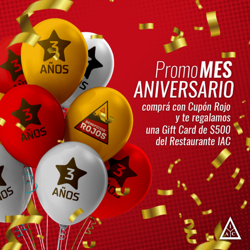 MUTUAL IAC: 3º ANIVERSARIO BENEFICIOS ROJO