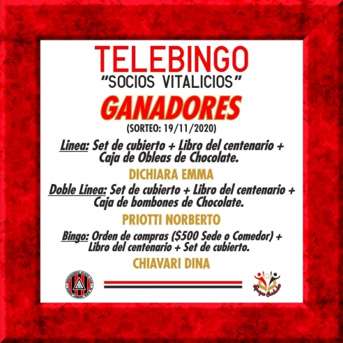 TELEBINGO IAC: PASÓ LA QUINTA EDICIÓN DEL SORTEO ESPECIAL - 19/11/20